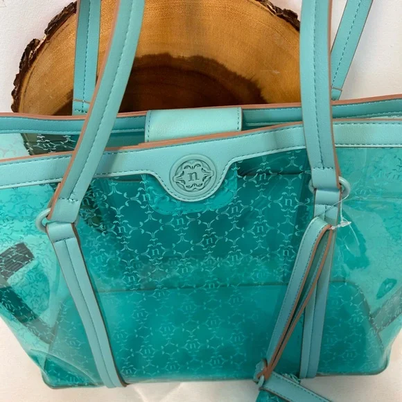Nanette Lepore Maxine clear vinyl tote‎ with wristlet pouch aquatic blue color - Picture 7 of 13